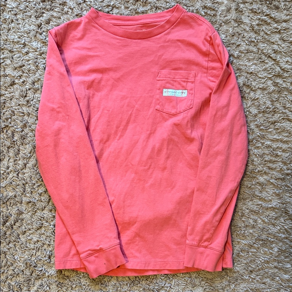 Kids Vineyard Vines Coral Long Sleeve Shirt size small